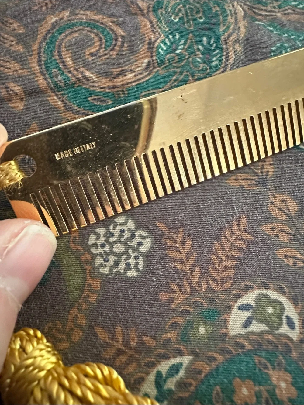 Vintage Judith Leiber Gold Pocket Comb with Gold Tassel